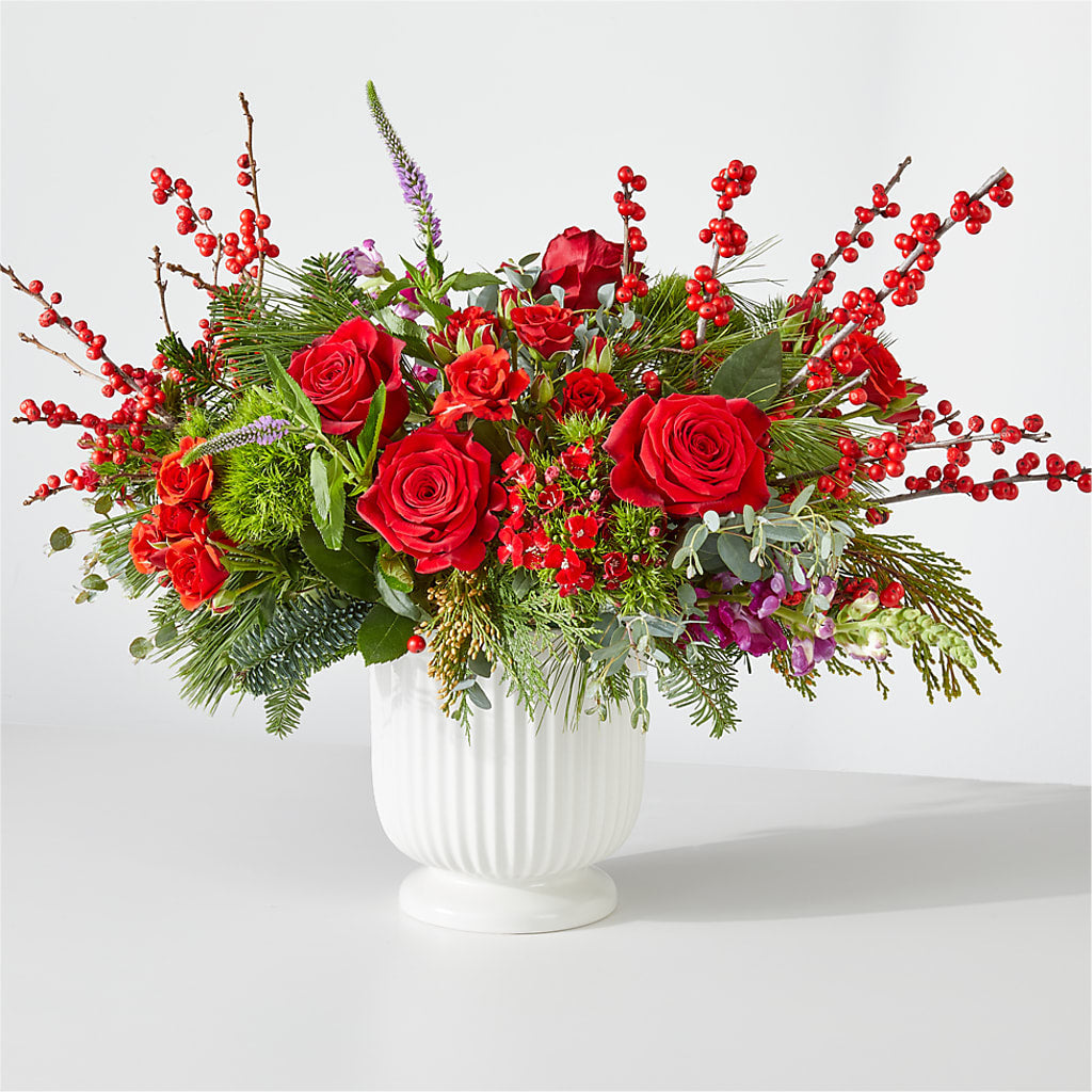 Big Red Bow Bouquet – Sandelas Flower Shop, Chicago IL