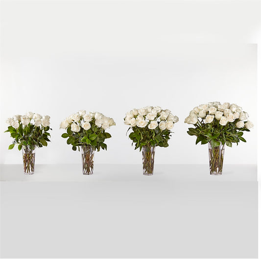 Long Stem White Rose Bouquet – Sandelas Flower Shop, Chicago IL