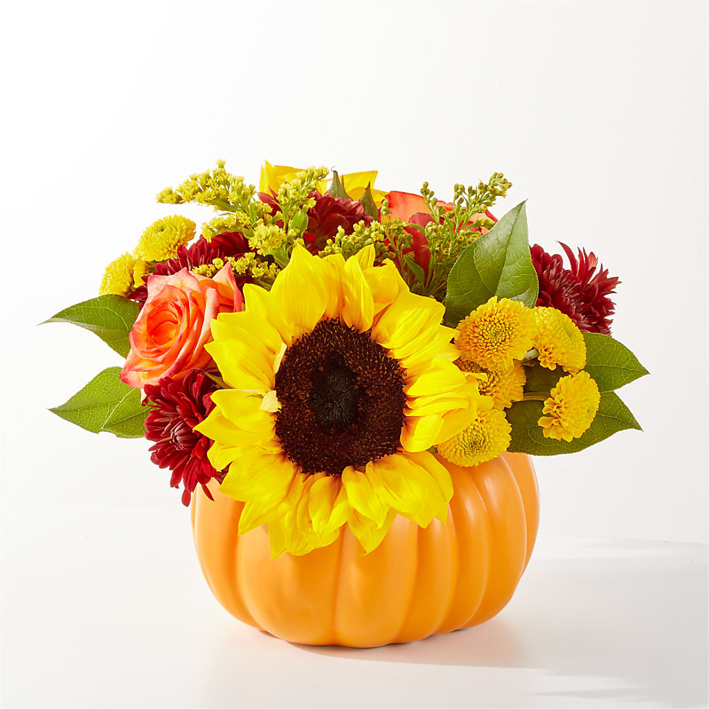 Golden Gourd Pumpkin Bouquet – Sandelas Flower Shop, Chicago IL