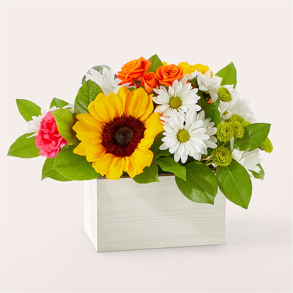 Sun-drenched Blooms Box Bouquet – Sandelas Flower Shop, Chicago IL
