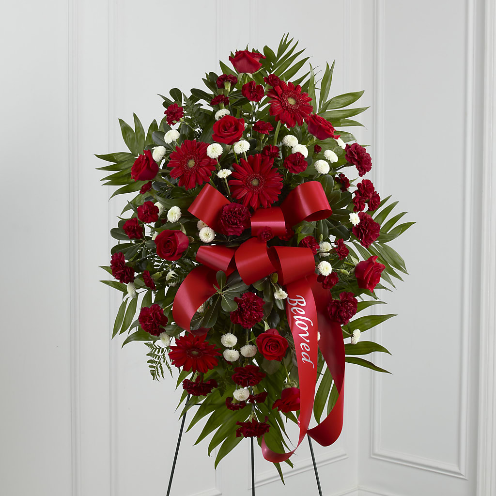 Treasured Memories Standing Spray – Sandelas Flower Shop, Chicago IL