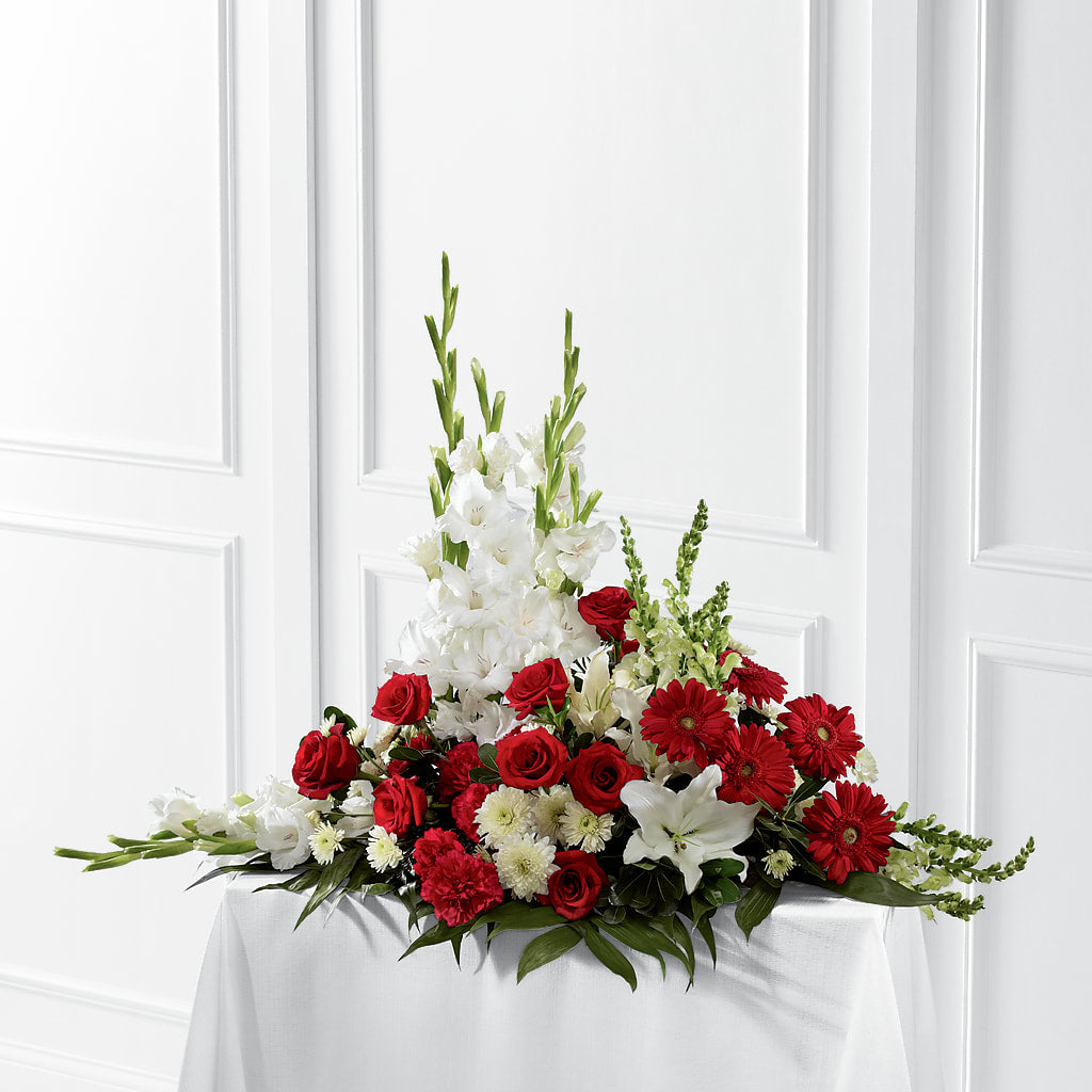 Crimson & White Arrangement – Sandelas Flower Shop, Chicago IL
