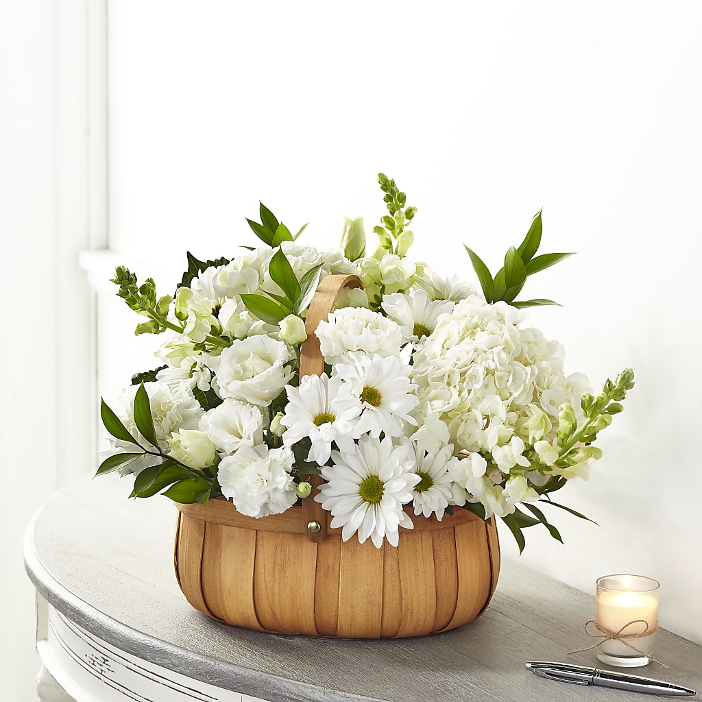 Pure Ivory Basket – Sandelas Flower Shop, Chicago IL