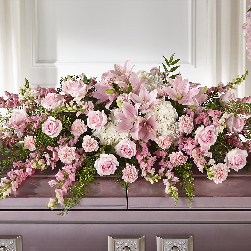 Life & Remembrance Casket Spray – Sandelas Flower Shop, Chicago IL