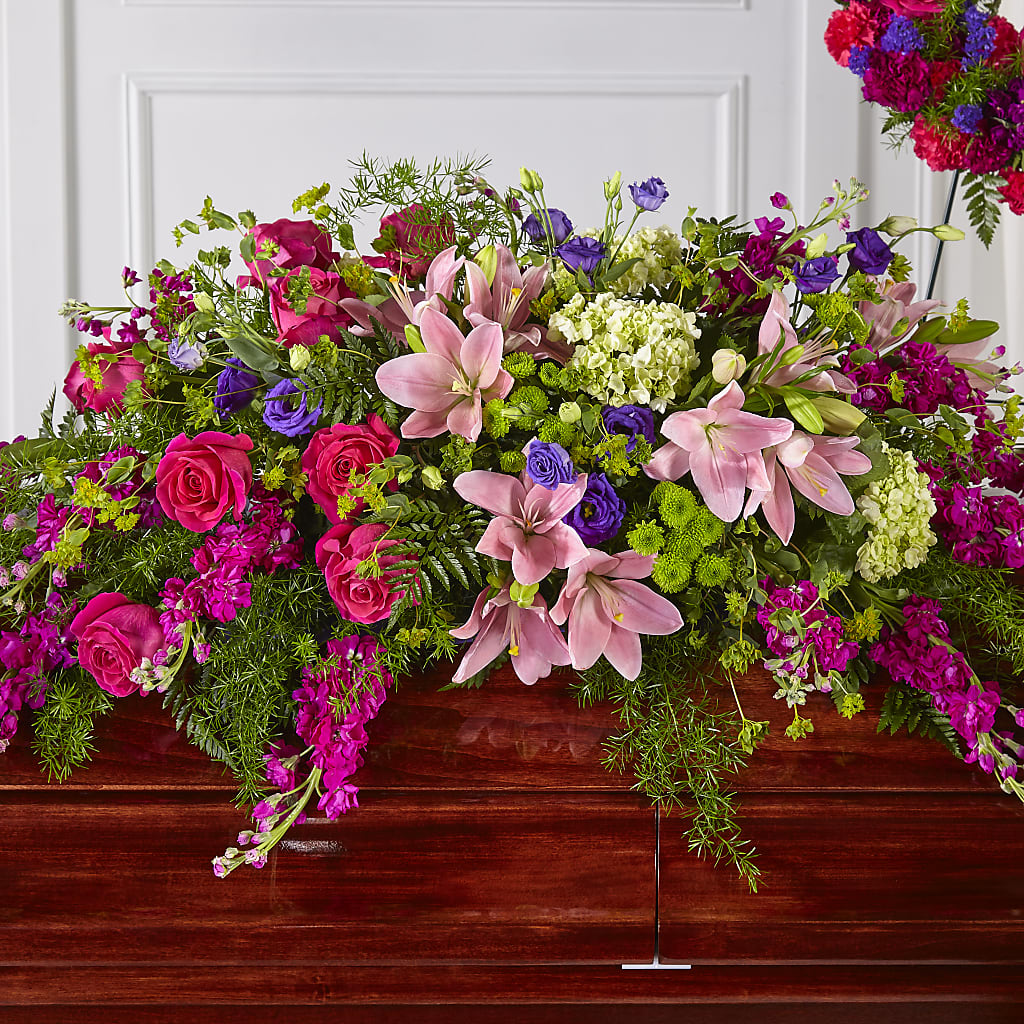 Radiant Tribute Casket Spray – Sandelas Flower Shop, Chicago IL