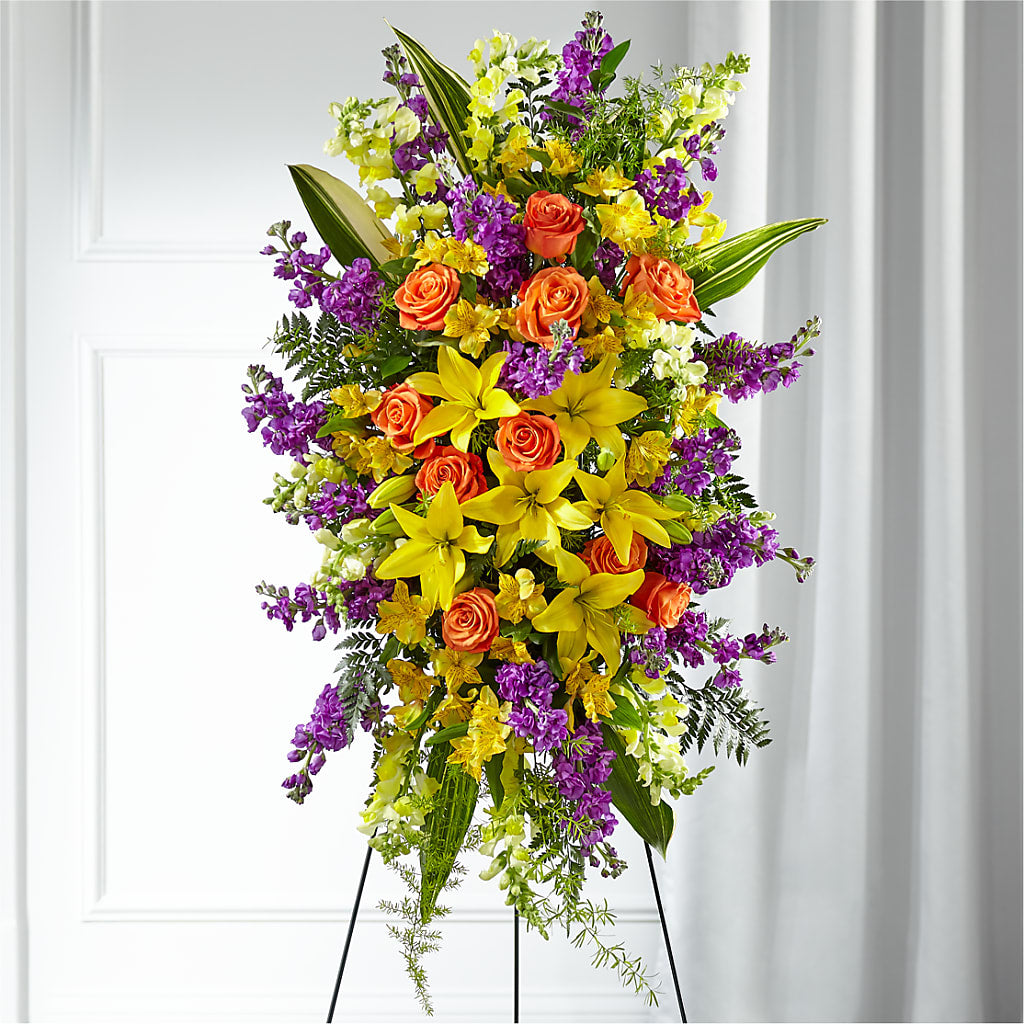 Thoughtful Prayers Standing Spray – Sandelas Flower Shop, Chicago IL