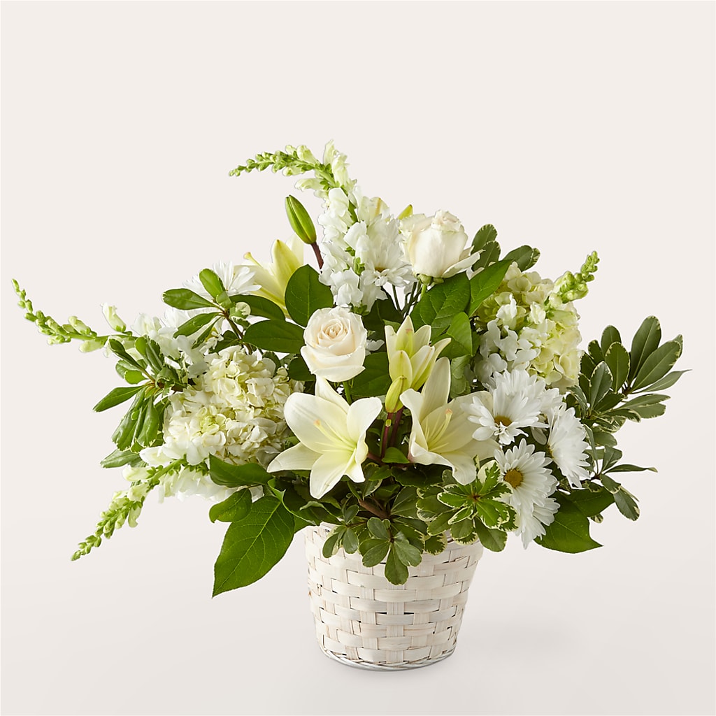 Ivory Elegance Floral Basket – Sandelas Flower Shop, Chicago IL