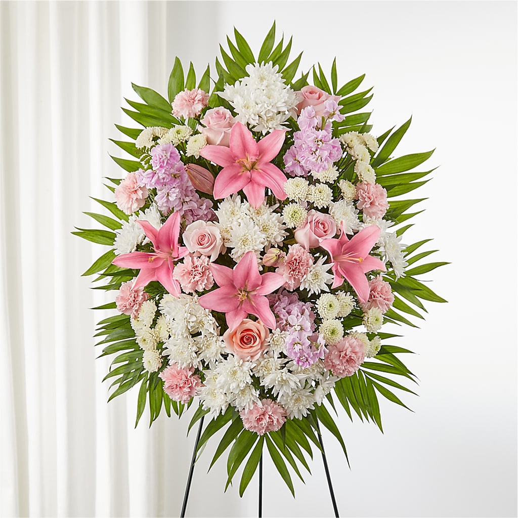 Offering Solace Standing Spray – Sandelas Flower Shop, Chicago IL