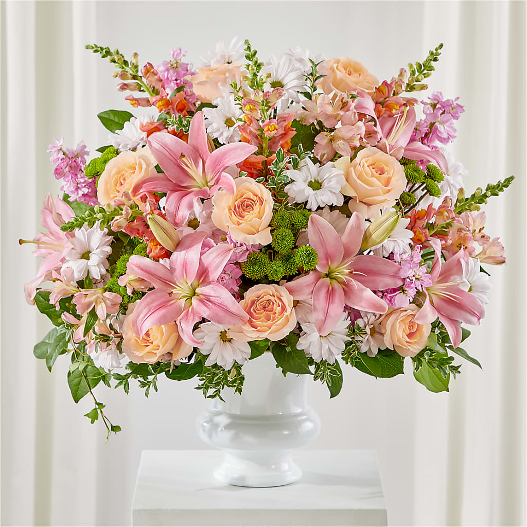 Heartfelt Gesture Urn Arrangement – Sandelas Flower Shop, Chicago IL
