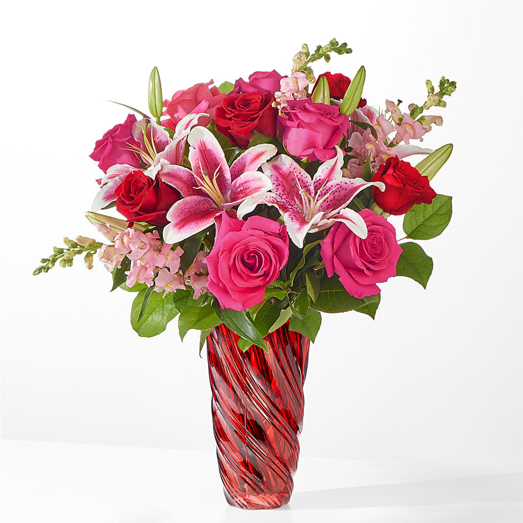 Always You Bouquet with Luxe Swirl Vase – Sandelas Flower Shop, Chicago IL