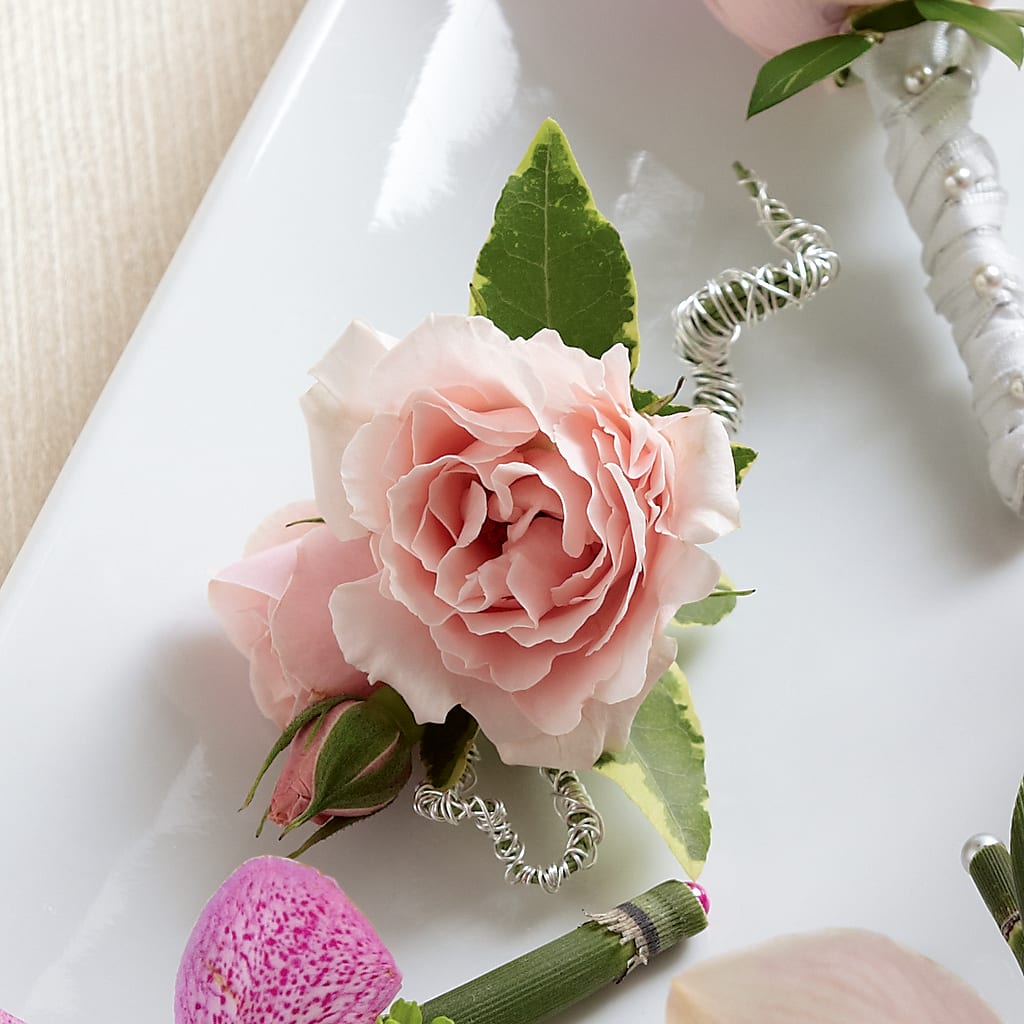 Pink Spray Rose Boutonniere – Sandelas Flower Shop, Chicago IL