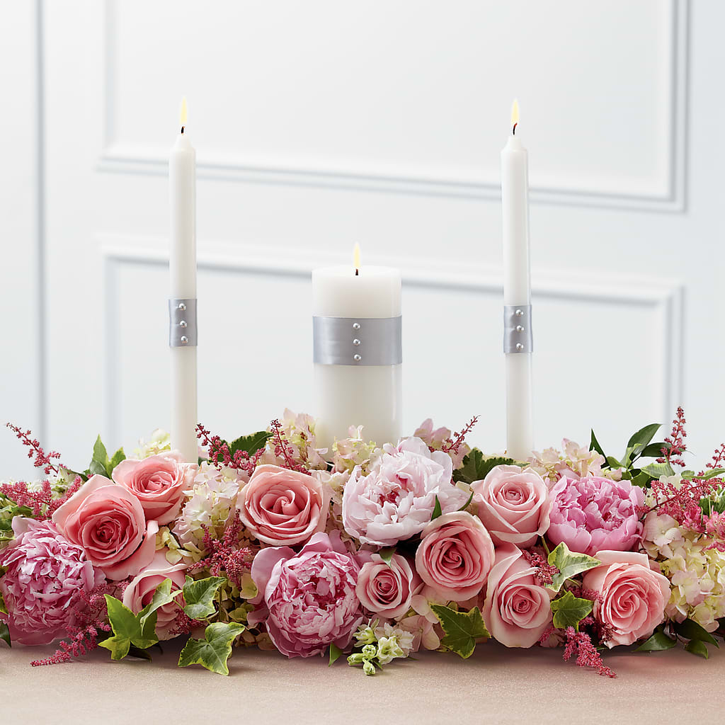 Worldwide Romance Unity Candle Arrangement – Sandelas Flower Shop, Chicago IL