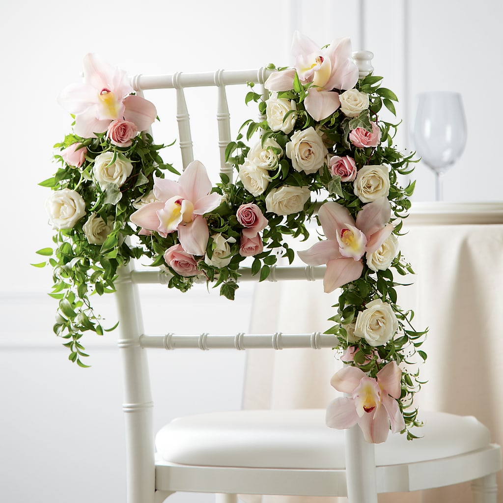 Orchid Rose Chair Décor – Sandelas Flower Shop, Chicago IL