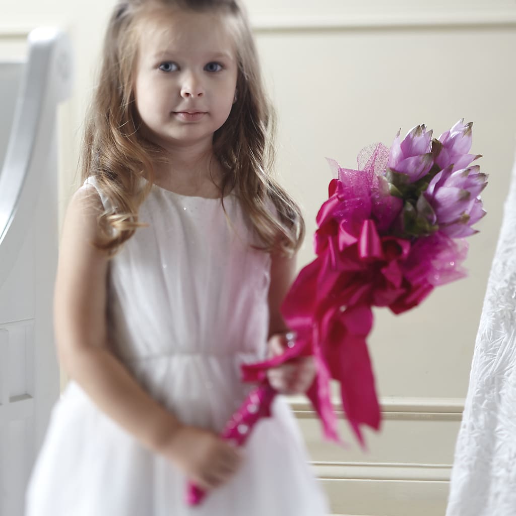 Sparkle Pink Flower Girl Bouquet – Sandelas Flower Shop, Chicago IL