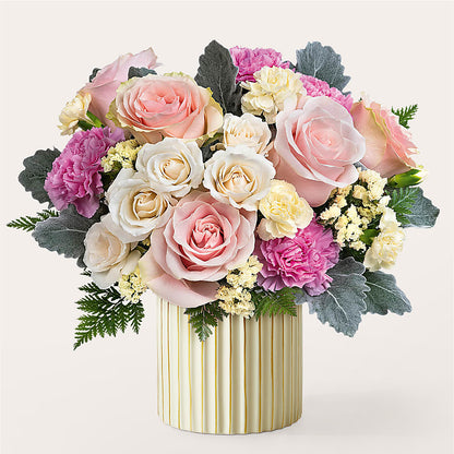 Blissful Moments Bouquet with Ivory Vase –  Sandelas Flower Shop, Chicago IL