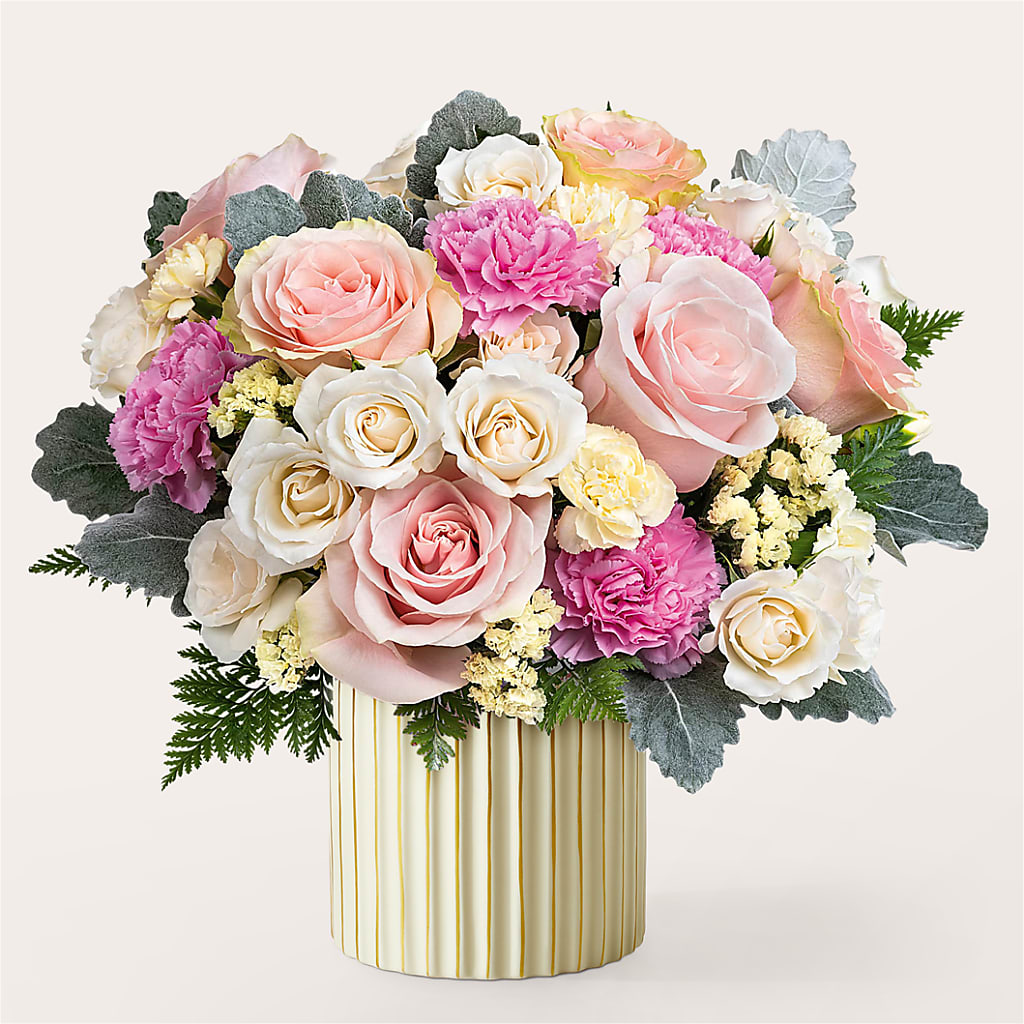 Blissful Moments Bouquet with Ivory Vase –  Sandelas Flower Shop, Chicago IL