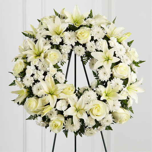Treasured Tribute Wreath –  Sandelas Flower Shop, Chicago IL