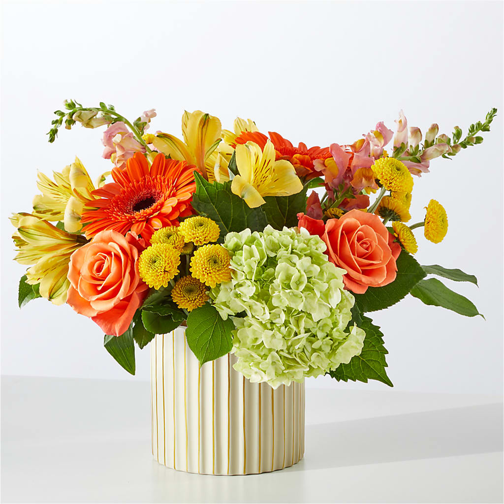 Autumn Sunshine Bouquet with Ivory Vase –  Sandelas Flower Shop, Chicago IL