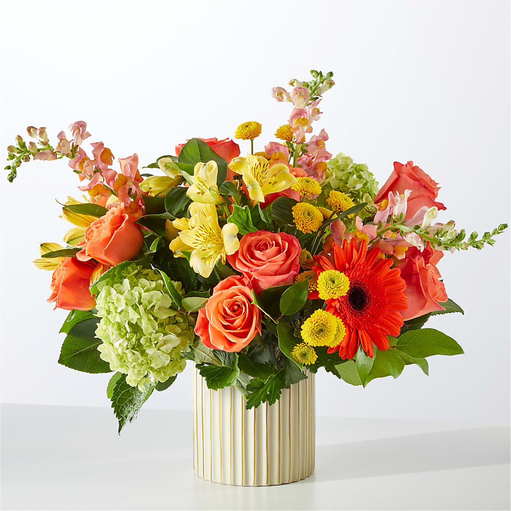 Autumn Sunshine Bouquet with Ivory Vase –  Sandelas Flower Shop, Chicago IL