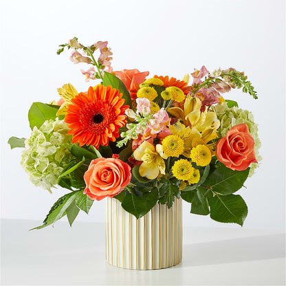 Autumn Sunshine Bouquet with Ivory Vase –  Sandelas Flower Shop, Chicago IL