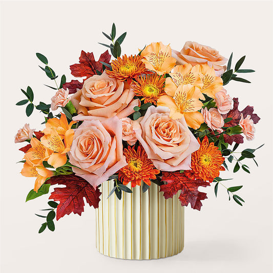 Spiced Latte Bouquet with Ivory Vase –  Sandelas Flower Shop, Chicago IL