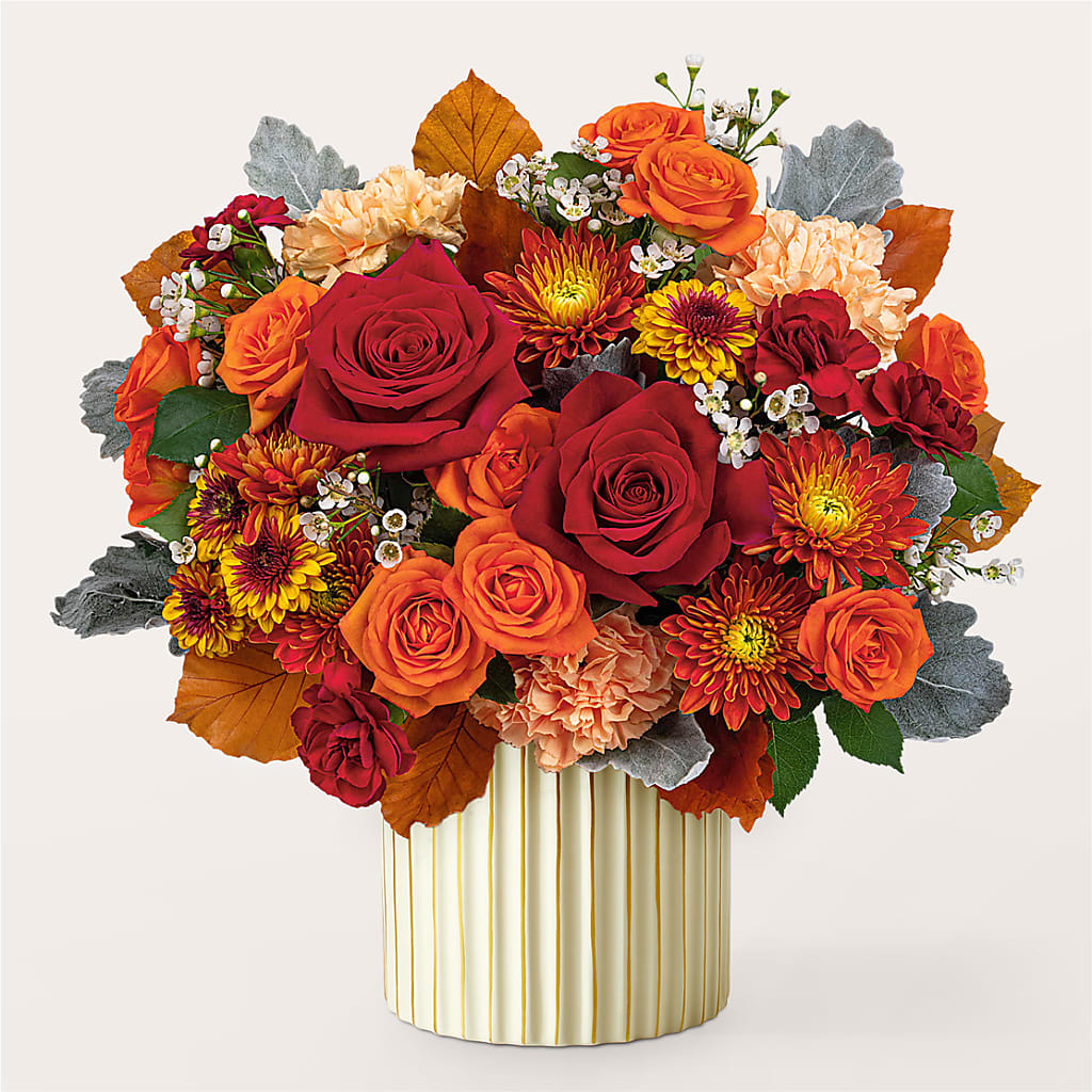 Merlot Bouquet with Ivory Vase –  Sandelas Flower Shop, Chicago IL
