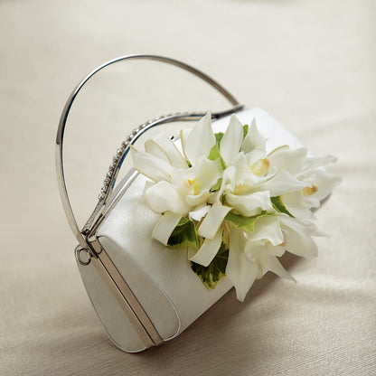 White Purse Decor –  Sandelas Flower Shop, Chicago IL